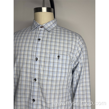 Business Men's Poplin Checkered Shirt